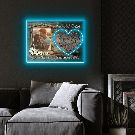 Anniversary Beautiful Crazy Couple Gifts Personalized Poster Led Neon Signs Acrylic Artwork