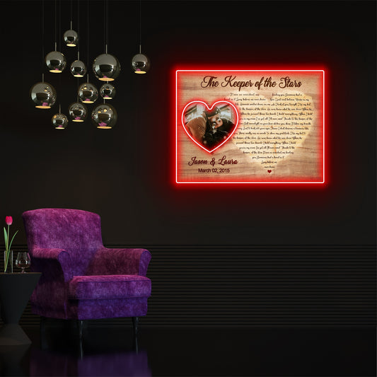 Anniversary Couple Song Lyrics Heart Photo Personalized Led Neon Signs Acrylic Artwork