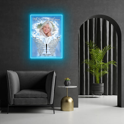 As I Sit In Heaven Led Neon Signs Acrylic Artwork Loss Of Mother Personalized Photo Memorial Gift