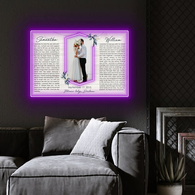 Couple Wedding Anniversary Vow Renewal Vows Personalized Led Neon Signs Acrylic Artwork