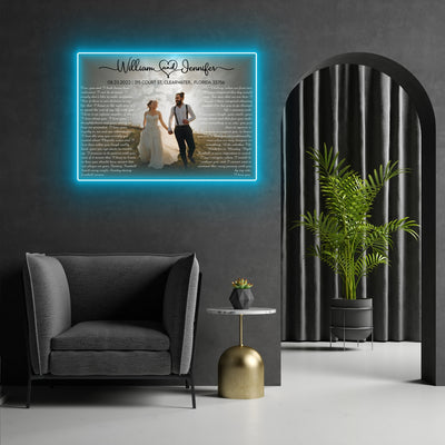 Custom Wedding Vows Anniversary Wife Husband Personalized Photo Led Neon Signs Acrylic Artwork