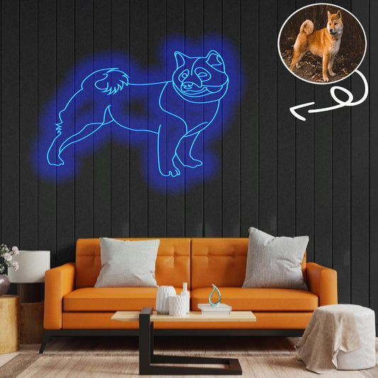 Custom Shiba Neon Sign with Your Dog's Photo - Personalized Pet Name Art - Unique Home Decor & Gift for Dog Lovers - Pet-Themed Lighting