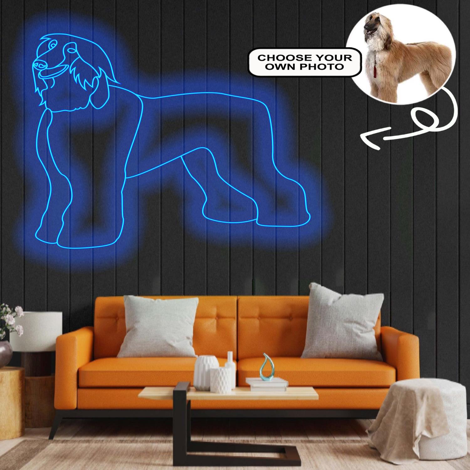 Custom Afghan hound Neon Sign with Your Dog's Photo - Personalized Pet Name Art - Unique Home Decor & Gift for Dog Lovers - Pet-Themed Lighting