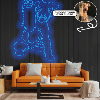 Custom Airedale terrier Neon Sign with Your Dog's Photo - Personalized Pet Name Art - Unique Home Decor & Gift for Dog Lovers - Pet-Themed Lighting