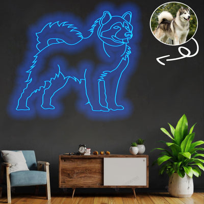 Custom Alaskan malamute Neon Sign with Your Dog's Photo - Personalized Pet Name Art - Unique Home Decor & Gift for Dog Lovers - Pet-Themed Lighting