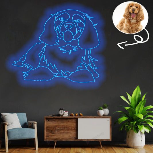 Custom American Cocker Spaniel Neon Sign with Your Dog's Photo - Personalized Pet Name Art - Unique Home Decor & Gift for Dog Lovers - Pet-Themed Lighting