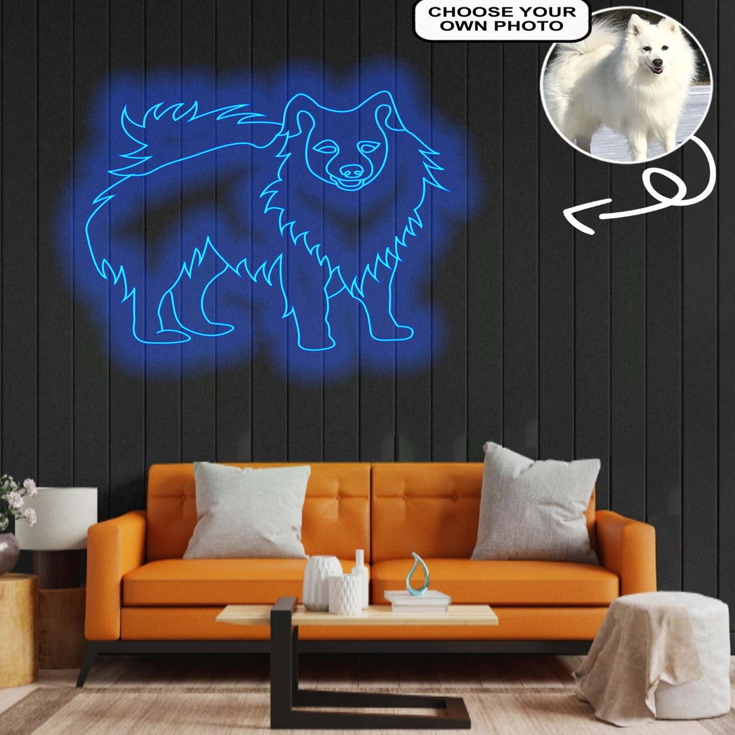 Custom American eskimo Neon Sign with Your Dog's Photo - Personalized Pet Name Art - Unique Home Decor & Gift for Dog Lovers - Pet-Themed Lighting