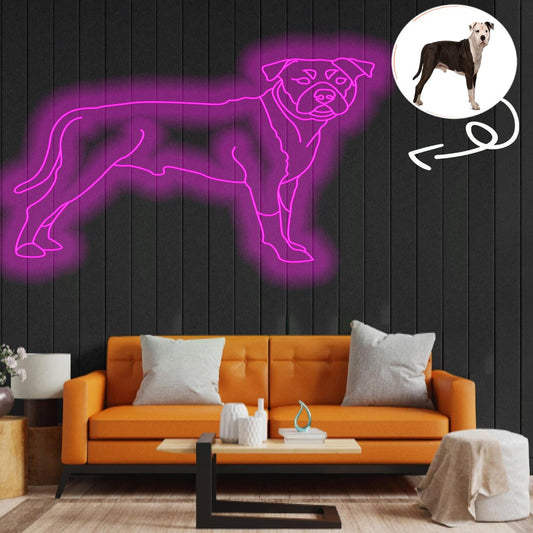 Custom American pit bull terrier Neon Sign with Your Dog's Photo - Personalized Pet Name Art - Unique Home Decor & Gift for Dog Lovers - Pet-Themed Lighting