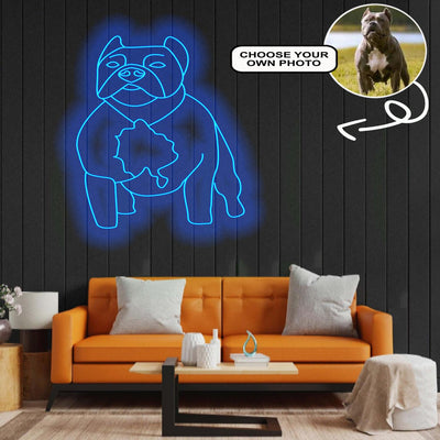 Custom American Pitbull Neon Sign with Your Dog's Photo - Personalized Pet Name Art - Unique Home Decor & Gift for Dog Lovers - Pet-Themed Lighting