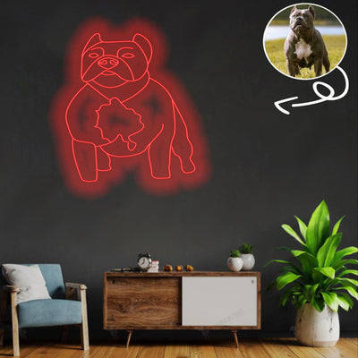 Custom American Pitbull Neon Sign with Your Dog's Photo - Personalized Pet Name Art - Unique Home Decor & Gift for Dog Lovers - Pet-Themed Lighting