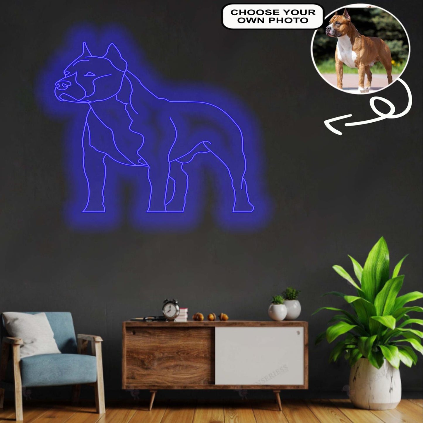 Custom American Staffordshire terrier Neon Sign with Your Dog's Photo - Personalized Pet Name Art - Unique Home Decor & Gift for Dog Lovers - Pet-Themed Lighting