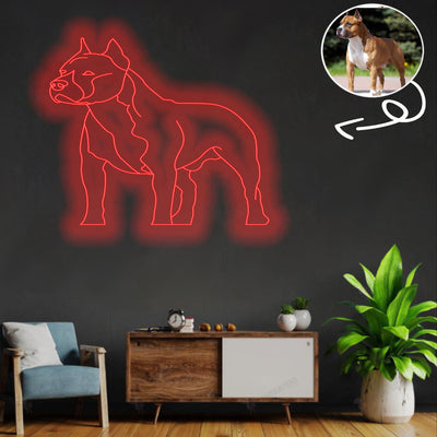 Custom American Staffordshire terrier Neon Sign with Your Dog's Photo - Personalized Pet Name Art - Unique Home Decor & Gift for Dog Lovers - Pet-Themed Lighting