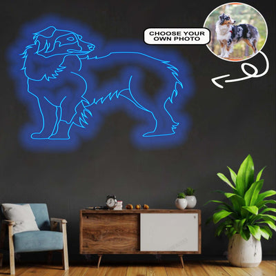 Custom Australian shepherd Neon Sign with Your Dog's Photo - Personalized Pet Name Art - Unique Home Decor & Gift for Dog Lovers - Pet-Themed Lighting