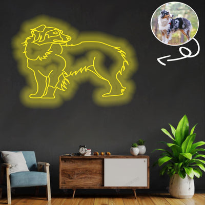 Custom Australian shepherd Neon Sign with Your Dog's Photo - Personalized Pet Name Art - Unique Home Decor & Gift for Dog Lovers - Pet-Themed Lighting