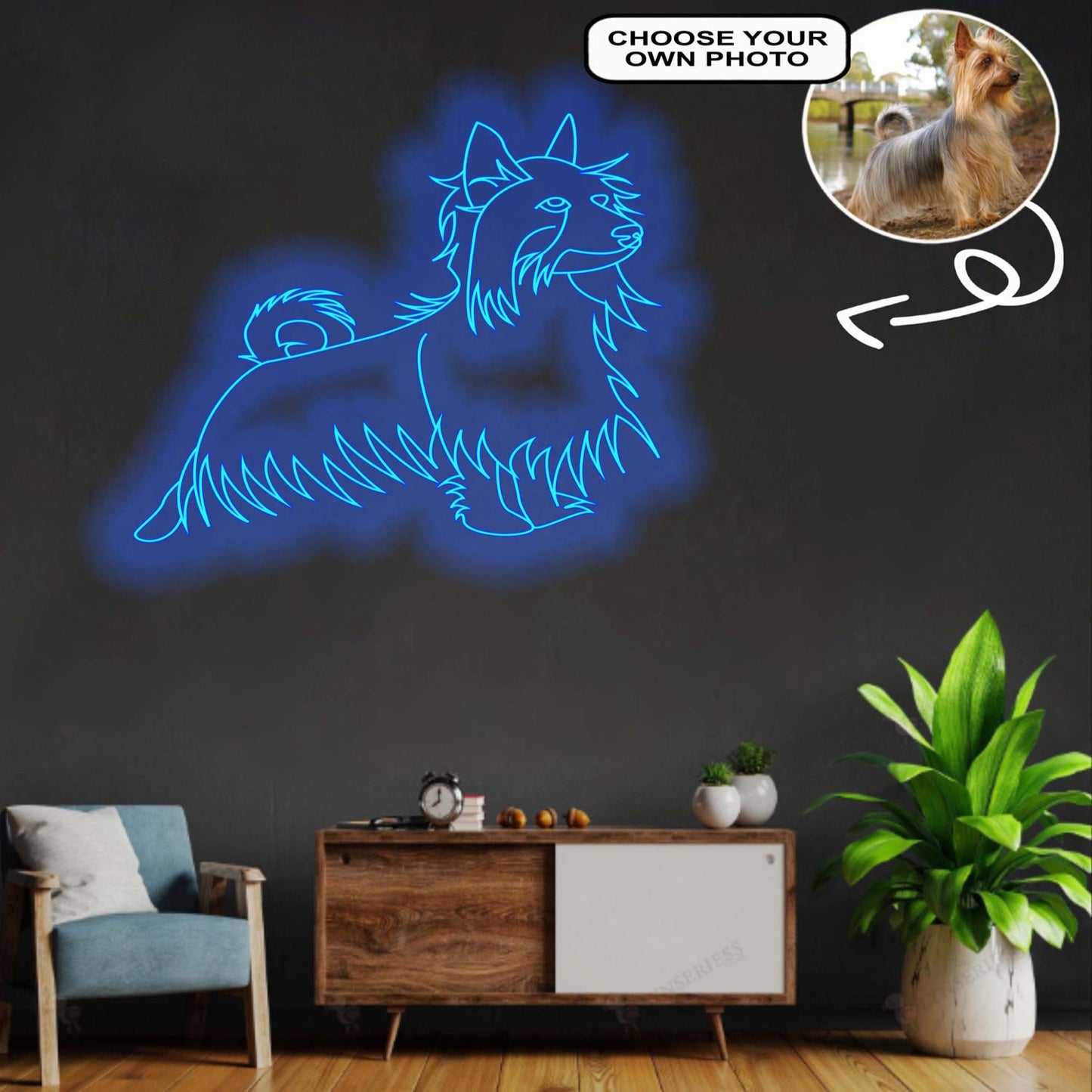 Custom Australian silky terrier Neon Sign with Your Dog's Photo - Personalized Pet Name Art - Unique Home Decor & Gift for Dog Lovers - Pet-Themed Lighting