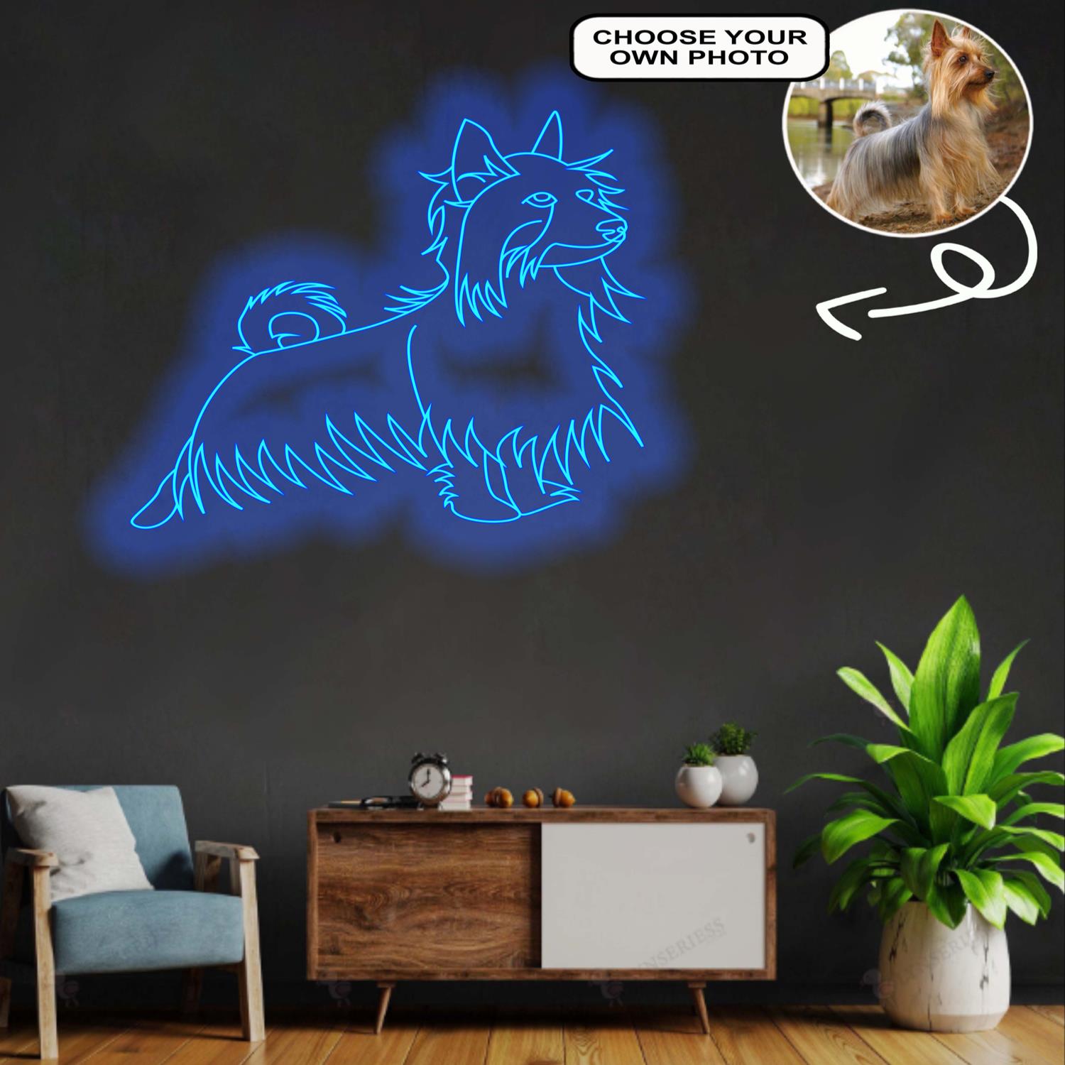 Custom Australian silky terrier Neon Sign with Your Dog's Photo - Personalized Pet Name Art - Unique Home Decor & Gift for Dog Lovers - Pet-Themed Lighting