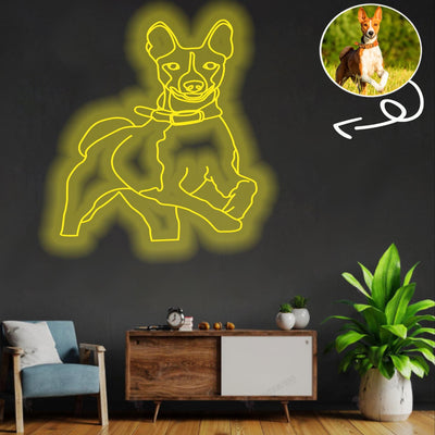 Custom Basenji Neon Sign with Your Dog's Photo - Personalized Pet Name Art - Unique Home Decor & Gift for Dog Lovers - Pet-Themed Lighting