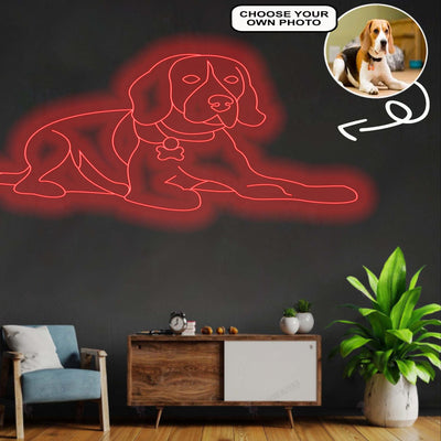 Custom Beagle Neon Sign with Your Dog's Photo - Personalized Pet Name Art - Unique Home Decor & Gift for Dog Lovers - Pet-Themed Lighting