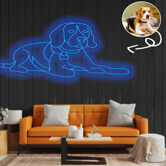 Custom Beagle Neon Sign with Your Dog's Photo - Personalized Pet Name Art - Unique Home Decor & Gift for Dog Lovers - Pet-Themed Lighting