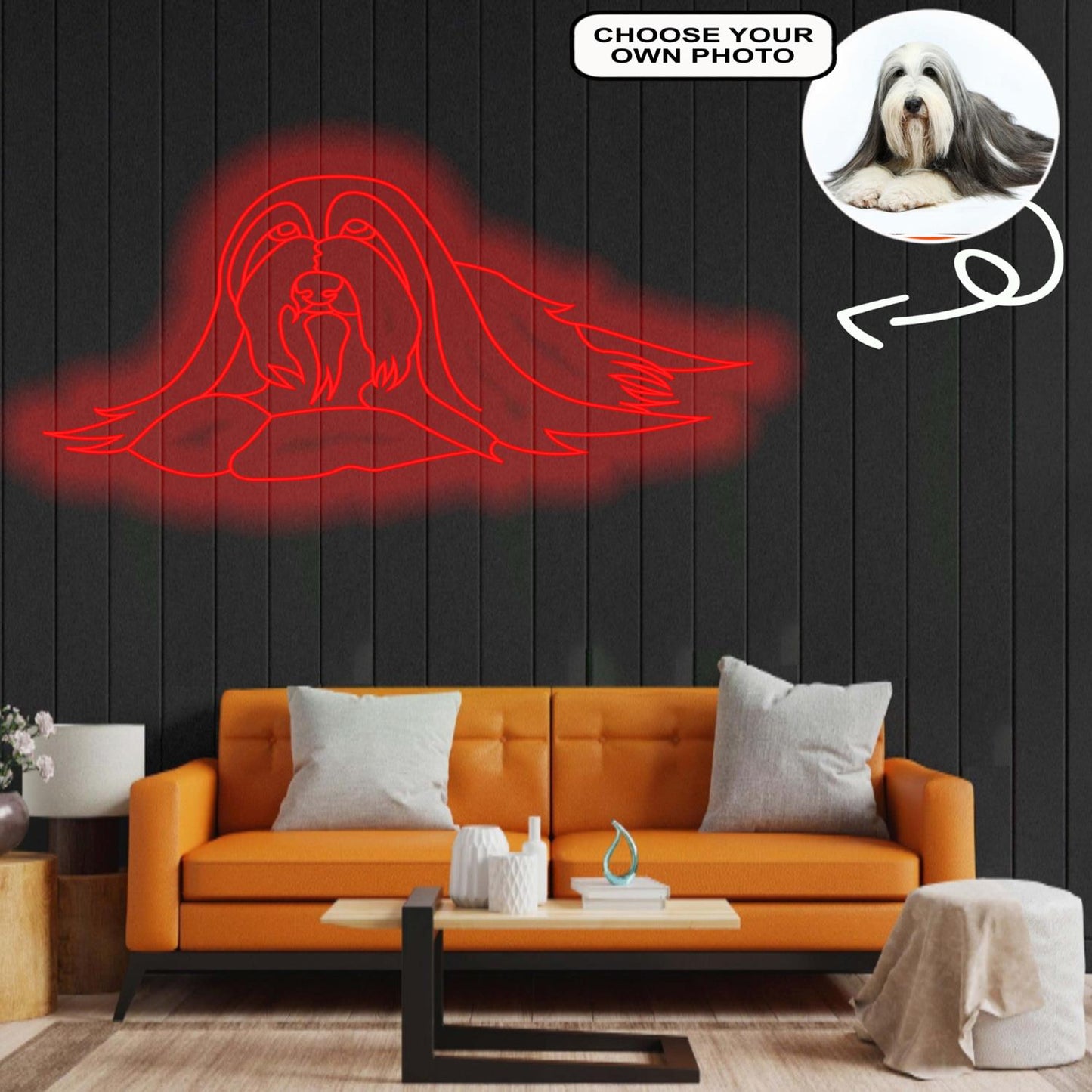 Custom Bearded collie Neon Sign with Your Dog's Photo - Personalized Pet Name Art - Unique Home Decor & Gift for Dog Lovers - Pet-Themed Lighting