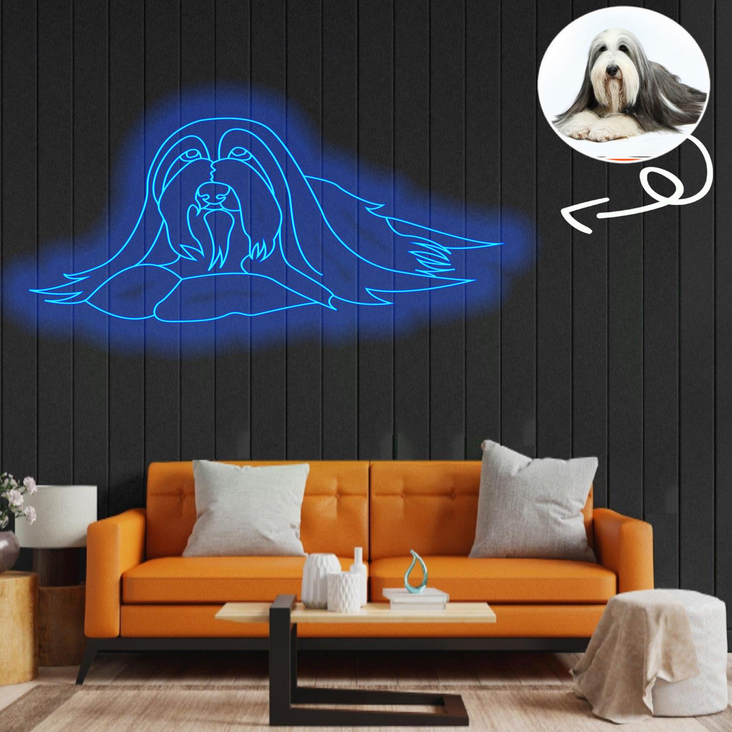 Custom Bearded collie Neon Sign with Your Dog's Photo - Personalized Pet Name Art - Unique Home Decor & Gift for Dog Lovers - Pet-Themed Lighting