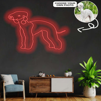 Custom Bedlington terrier Neon Sign with Your Dog's Photo - Personalized Pet Name Art - Unique Home Decor & Gift for Dog Lovers - Pet-Themed Lighting