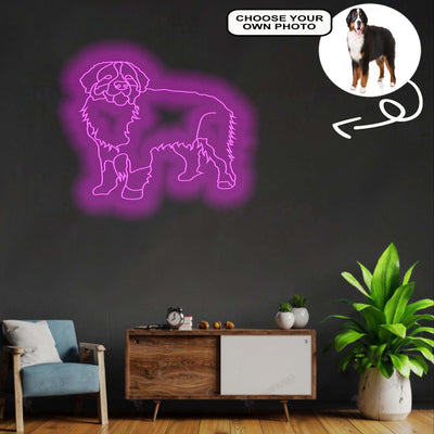 Custom Berne cattle dog Neon Sign with Your Dog's Photo - Personalized Pet Name Art - Unique Home Decor & Gift for Dog Lovers - Pet-Themed Lighting