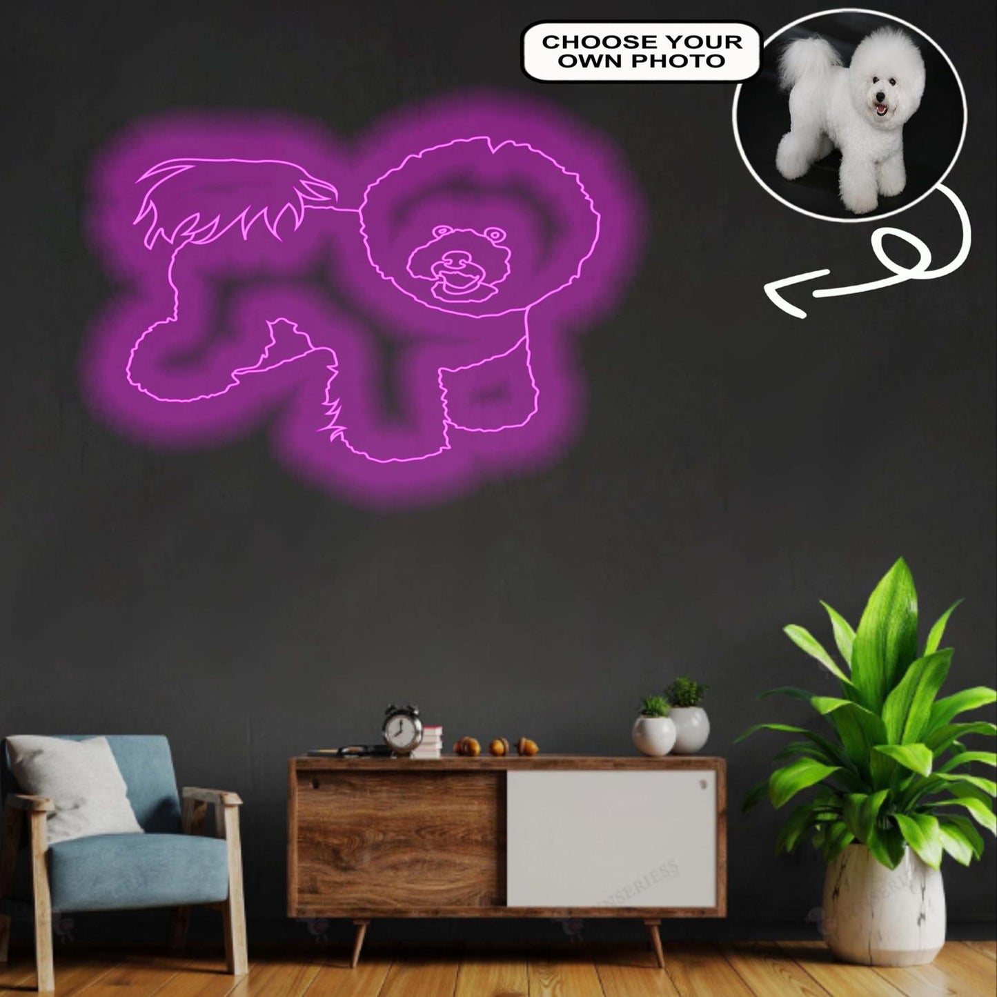 Custom Bichon frise Neon Sign with Your Dog's Photo - Personalized Pet Name Art - Unique Home Decor & Gift for Dog Lovers - Pet-Themed Lighting