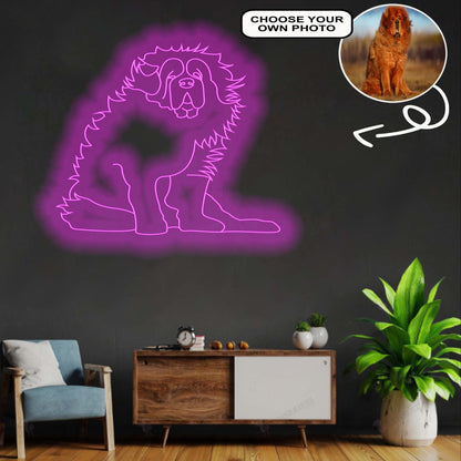 Custom Big mountain dog Neon Sign with Your Dog's Photo - Personalized Pet Name Art - Unique Home Decor & Gift for Dog Lovers - Pet-Themed Lighting