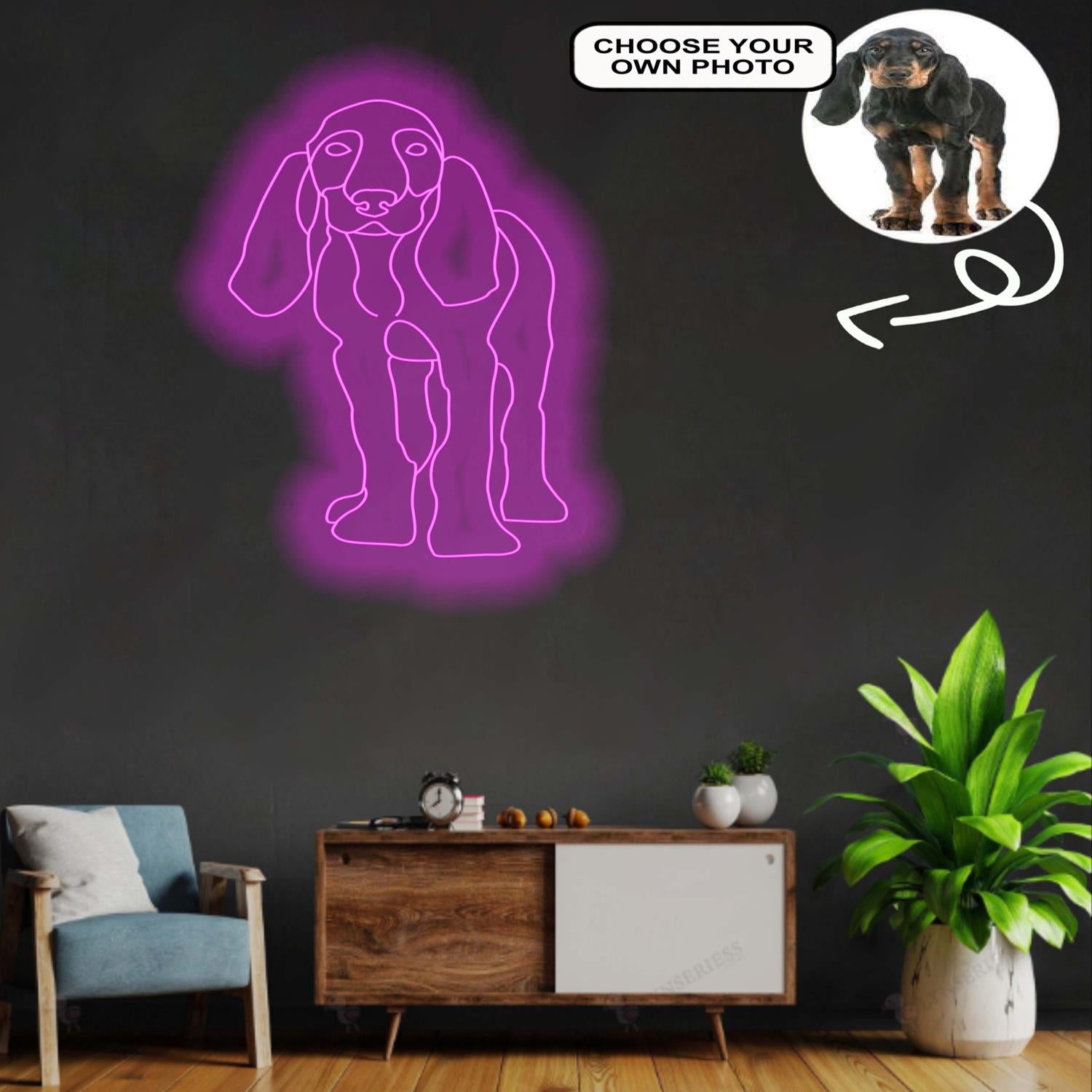 Custom Black and tan coonhound Neon Sign with Your Dog's Photo - Personalized Pet Name Art - Unique Home Decor & Gift for Dog Lovers - Pet-Themed Lighting