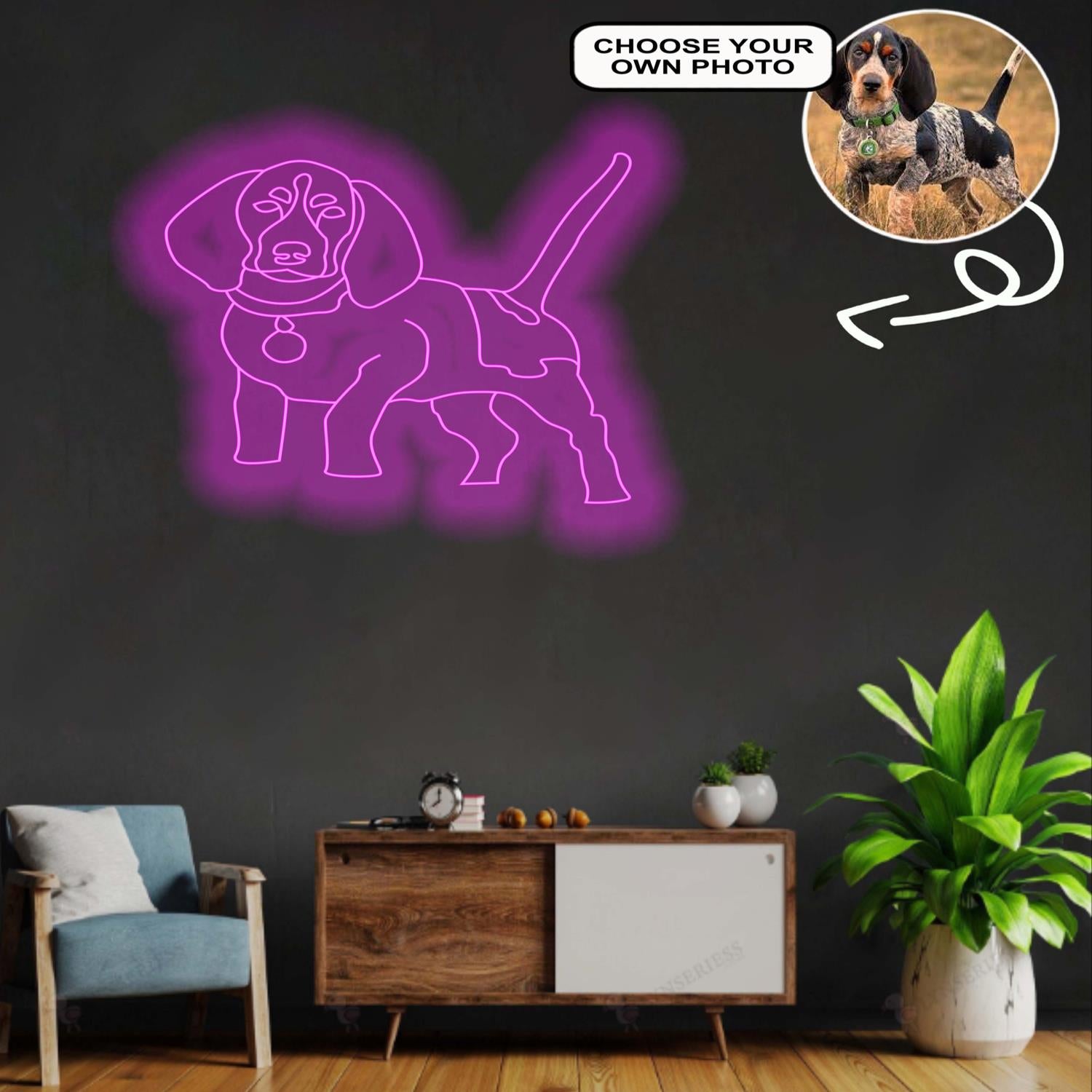 Custom Bluetick coonhound Neon Sign with Your Dog's Photo - Personalized Pet Name Art - Unique Home Decor & Gift for Dog Lovers - Pet-Themed Lighting