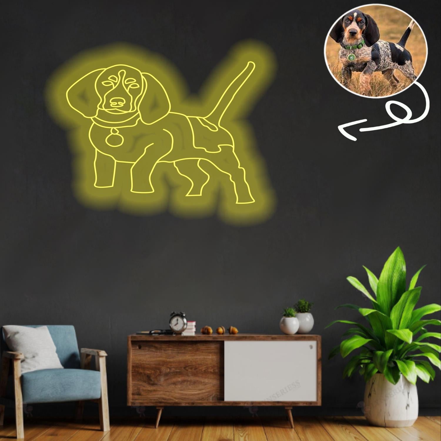 Custom Bluetick coonhound Neon Sign with Your Dog's Photo - Personalized Pet Name Art - Unique Home Decor & Gift for Dog Lovers - Pet-Themed Lighting