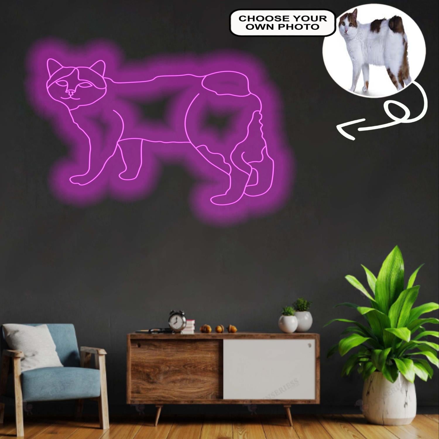 Custom Bobtail Neon Sign with Your Dog's Photo - Personalized Pet Name Art - Unique Home Decor & Gift for Dog Lovers - Pet-Themed Lighting