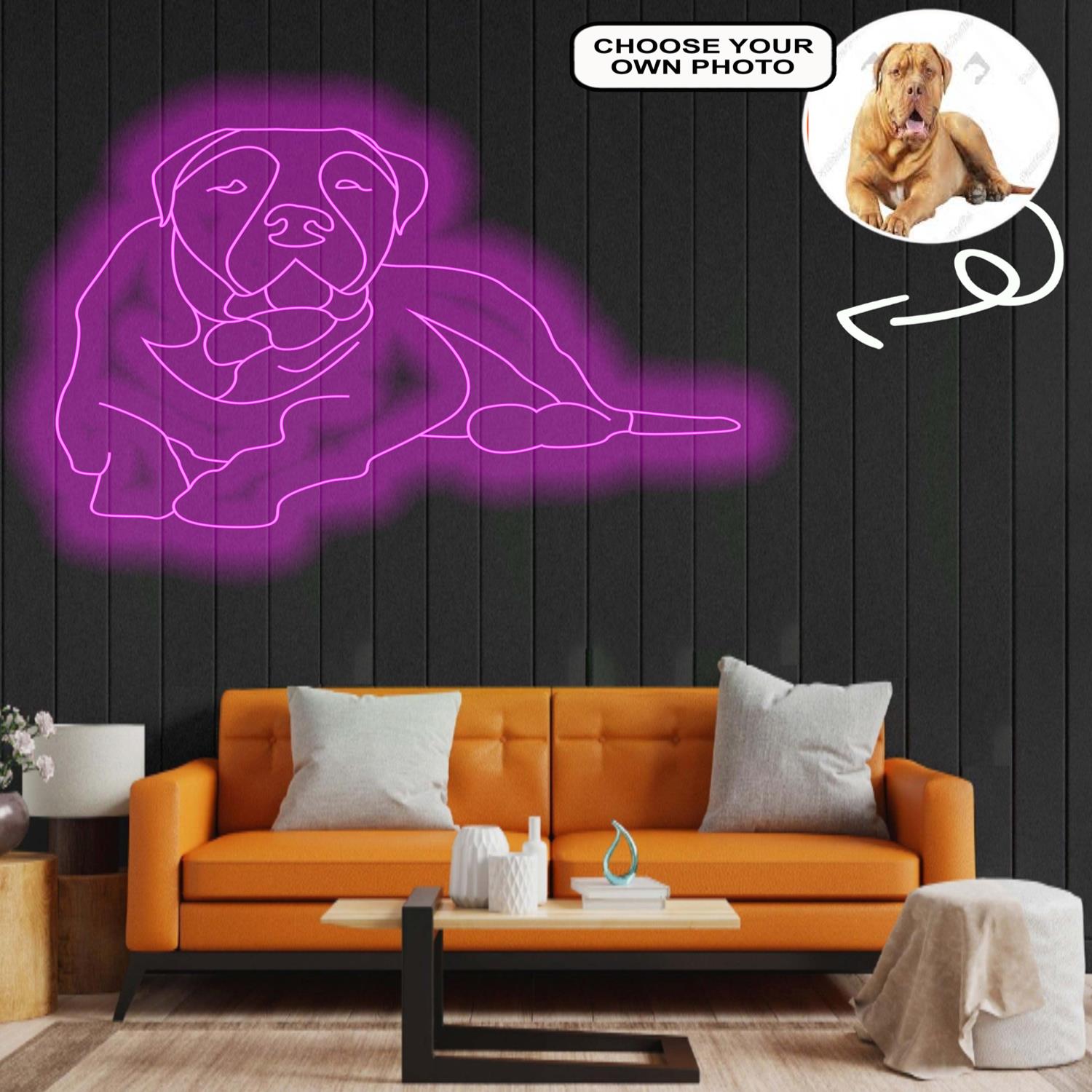 Custom Bordeaux great dane Neon Sign with Your Dog's Photo - Personalized Pet Name Art - Unique Home Decor & Gift for Dog Lovers - Pet-Themed Lighting