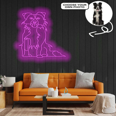 Custom Border collie Neon Sign with Your Dog's Photo - Personalized Pet Name Art - Unique Home Decor & Gift for Dog Lovers - Pet-Themed Lighting