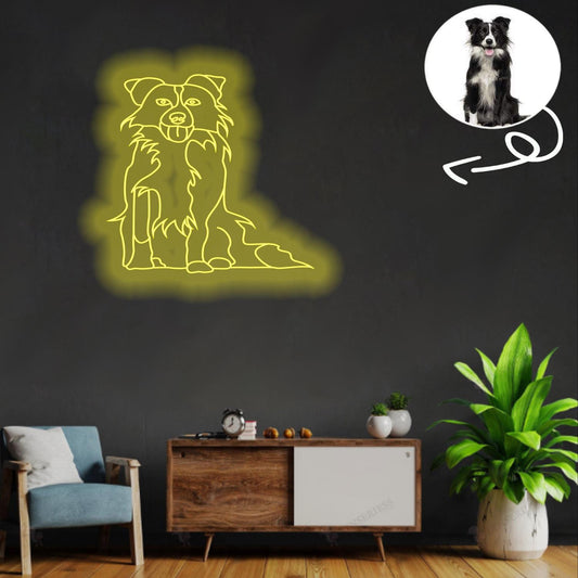 Custom Border collie Neon Sign with Your Dog's Photo - Personalized Pet Name Art - Unique Home Decor & Gift for Dog Lovers - Pet-Themed Lighting