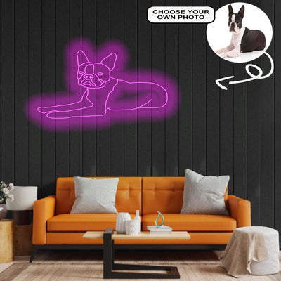 Custom Boston Terrier Neon Sign with Your Dog's Photo - Personalized Pet Name Art - Unique Home Decor & Gift for Dog Lovers - Pet-Themed Lighting