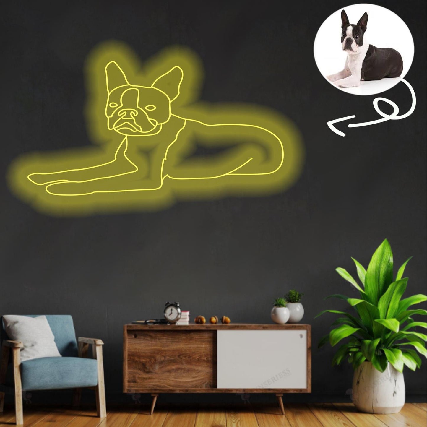 Custom Boston Terrier Neon Sign with Your Dog's Photo - Personalized Pet Name Art - Unique Home Decor & Gift for Dog Lovers - Pet-Themed Lighting