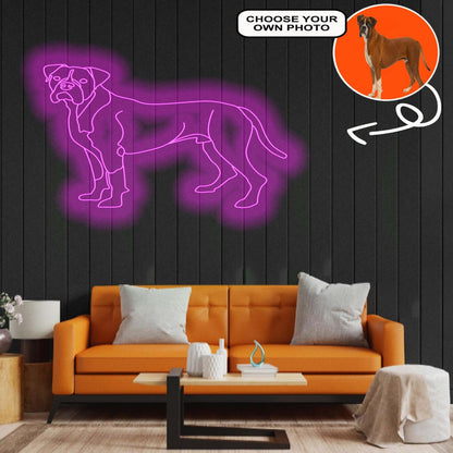 Custom Boxer Neon Sign with Your Dog's Photo - Personalized Pet Name Art - Unique Home Decor & Gift for Dog Lovers - Pet-Themed Lighting