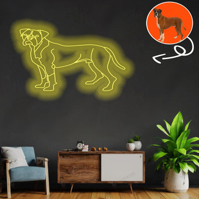 Custom Boxer Neon Sign with Your Dog's Photo - Personalized Pet Name Art - Unique Home Decor & Gift for Dog Lovers - Pet-Themed Lighting