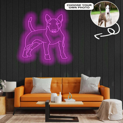 Custom Bull terrier Neon Sign with Your Dog's Photo - Personalized Pet Name Art - Unique Home Decor & Gift for Dog Lovers - Pet-Themed Lighting