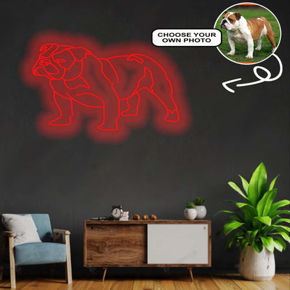Custom Bulldog Neon Sign with Your Dog's Photo - Personalized Pet Name Art - Unique Home Decor & Gift for Dog Lovers - Pet-Themed Lighting