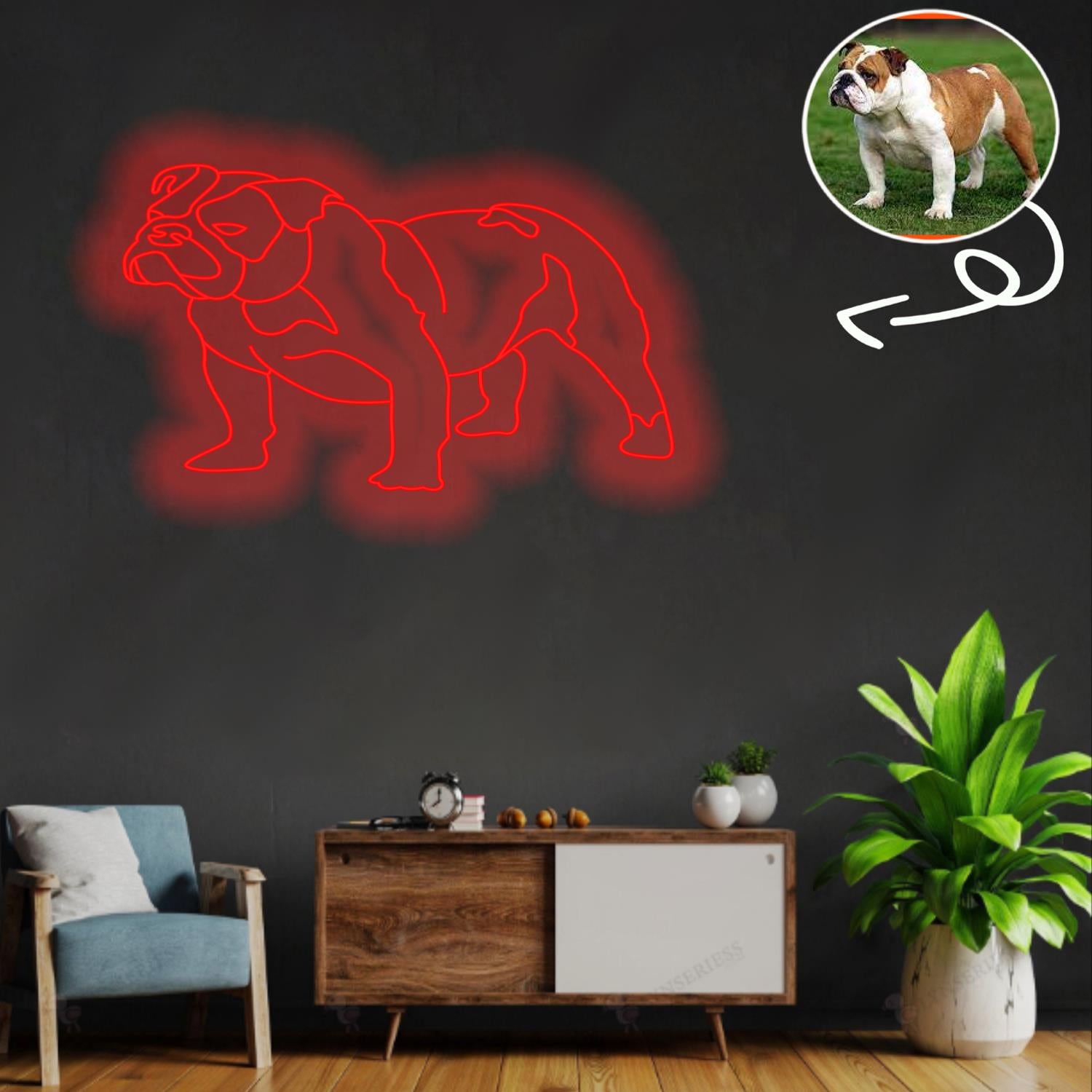 Custom Bulldog Neon Sign with Your Dog's Photo - Personalized Pet Name Art - Unique Home Decor & Gift for Dog Lovers - Pet-Themed Lighting
