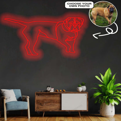 Custom Bullmastiff Neon Sign with Your Dog's Photo - Personalized Pet Name Art - Unique Home Decor & Gift for Dog Lovers - Pet-Themed Lighting
