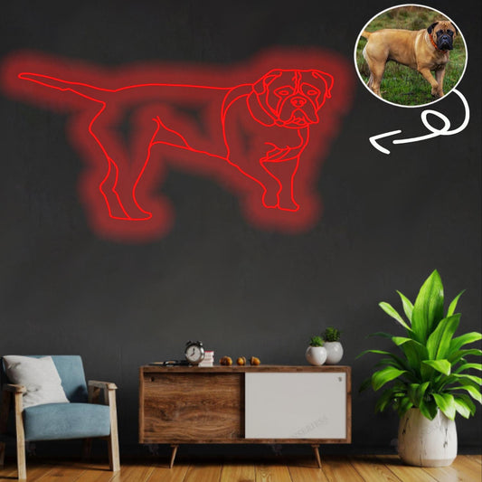 Custom Bullmastiff Neon Sign with Your Dog's Photo - Personalized Pet Name Art - Unique Home Decor & Gift for Dog Lovers - Pet-Themed Lighting