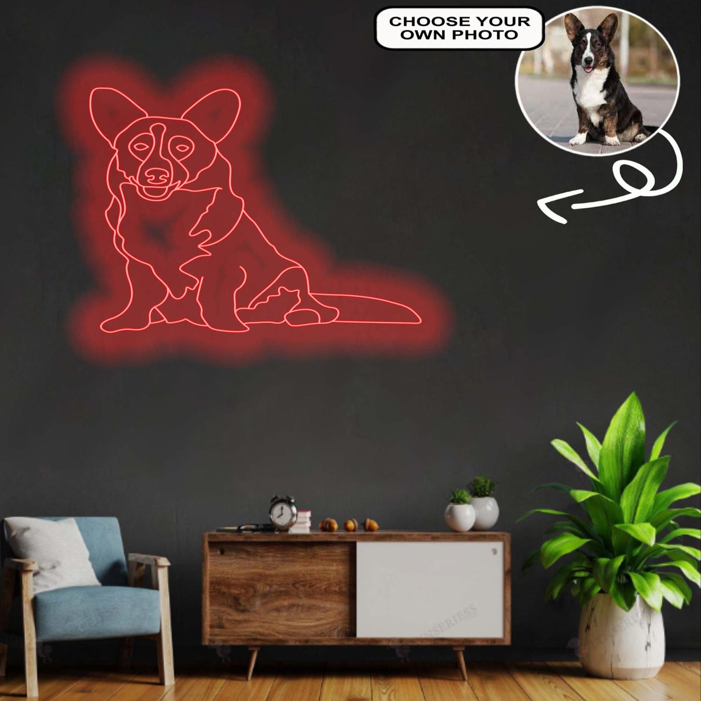 Custom Cardigan Welsh Corgi Neon Sign with Your Dog's Photo - Personalized Pet Name Art - Unique Home Decor & Gift for Dog Lovers - Pet-Themed Lighting