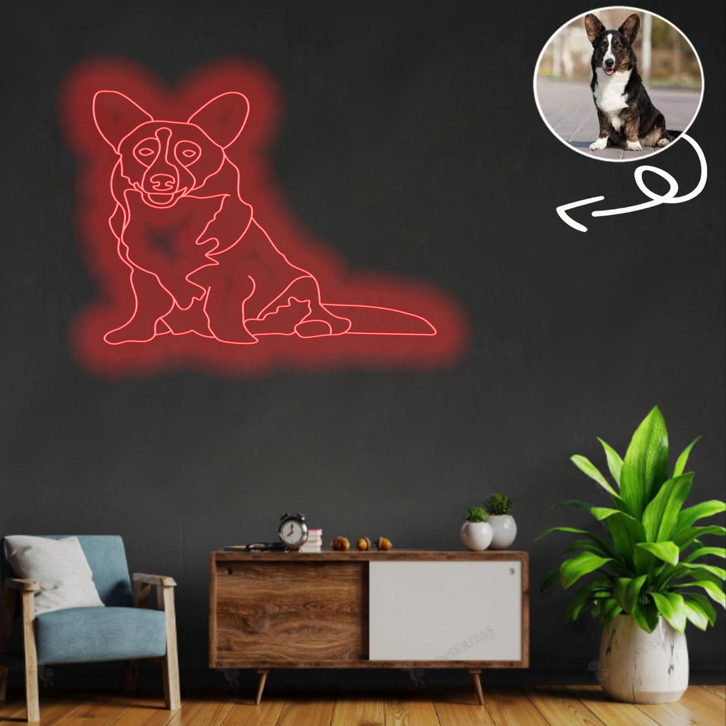 Custom Cardigan Welsh Corgi Neon Sign with Your Dog's Photo - Personalized Pet Name Art - Unique Home Decor & Gift for Dog Lovers - Pet-Themed Lighting