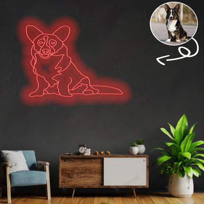 Custom Cardigan Welsh Corgi Neon Sign with Your Dog's Photo - Personalized Pet Name Art - Unique Home Decor & Gift for Dog Lovers - Pet-Themed Lighting
