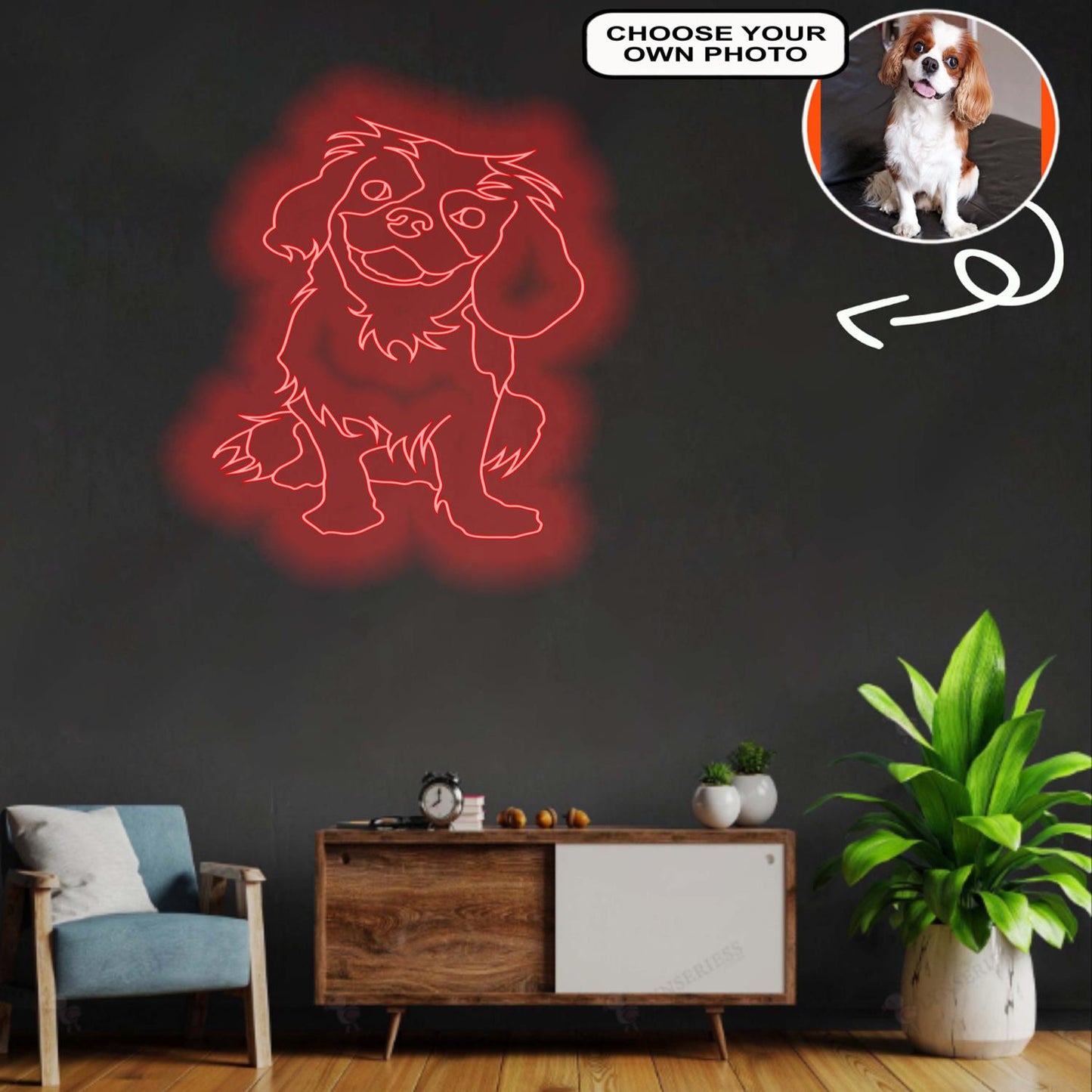 Custom Cavalier King Charles Spaniel Neon Sign with Your Dog's Photo - Personalized Pet Name Art - Unique Home Decor & Gift for Dog Lovers - Pet-Themed Lighting