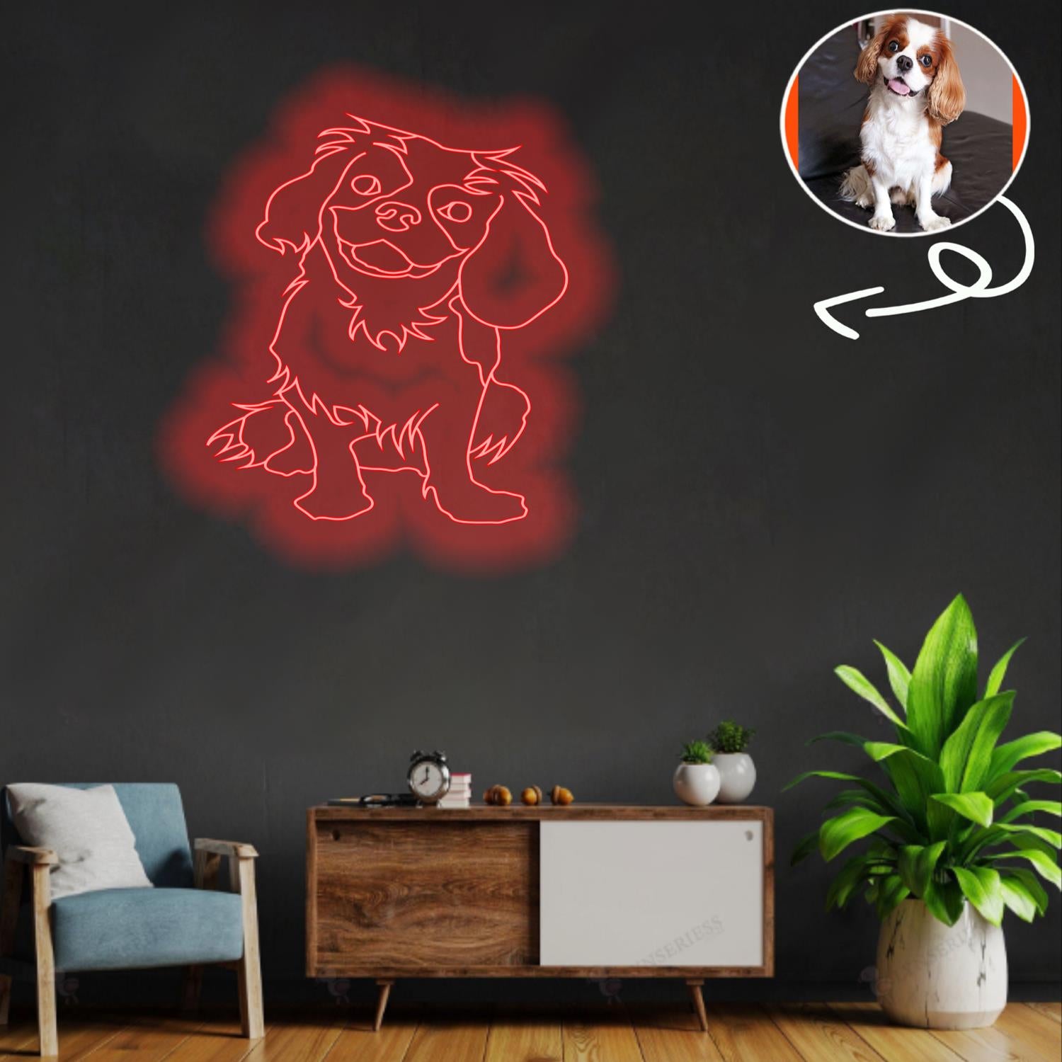 Custom Cavalier King Charles Spaniel Neon Sign with Your Dog's Photo - Personalized Pet Name Art - Unique Home Decor & Gift for Dog Lovers - Pet-Themed Lighting